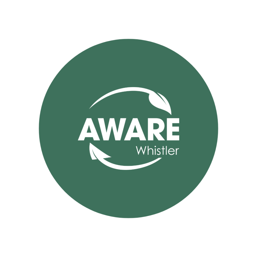 A.W.A.R.E. Whistler logo in a green circle with white text